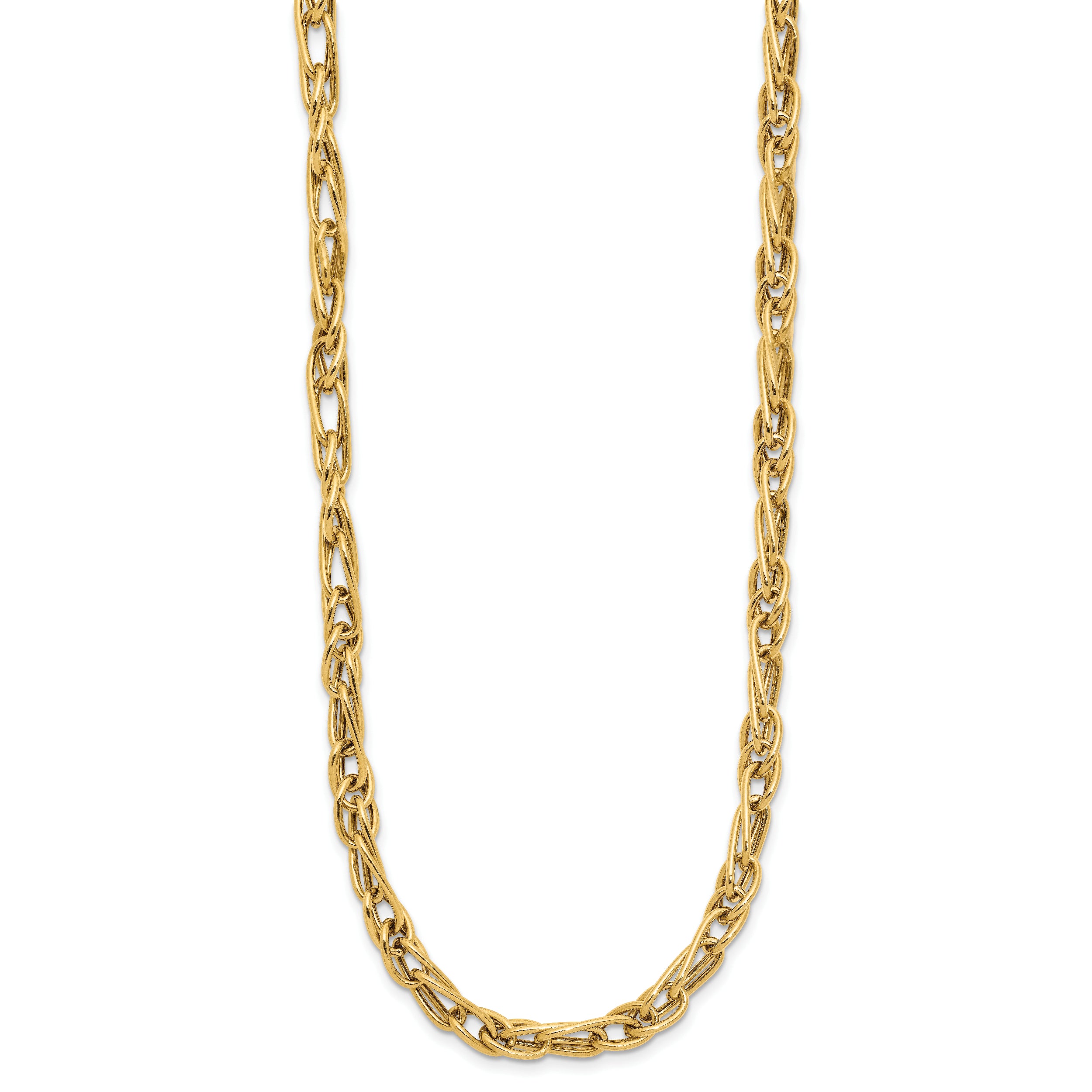 10K Polished Fancy Link w/1in ext. Necklace