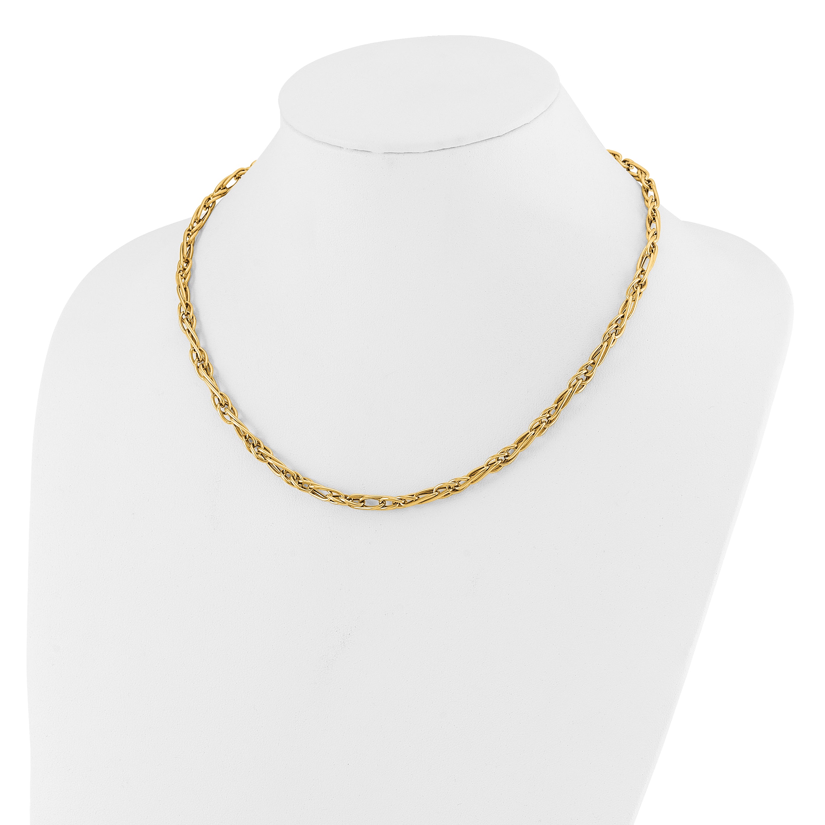10K Polished Fancy Link w/1in ext. Necklace