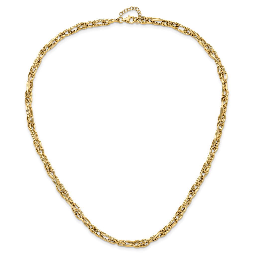10K Polished Fancy Link w/1in ext. Necklace