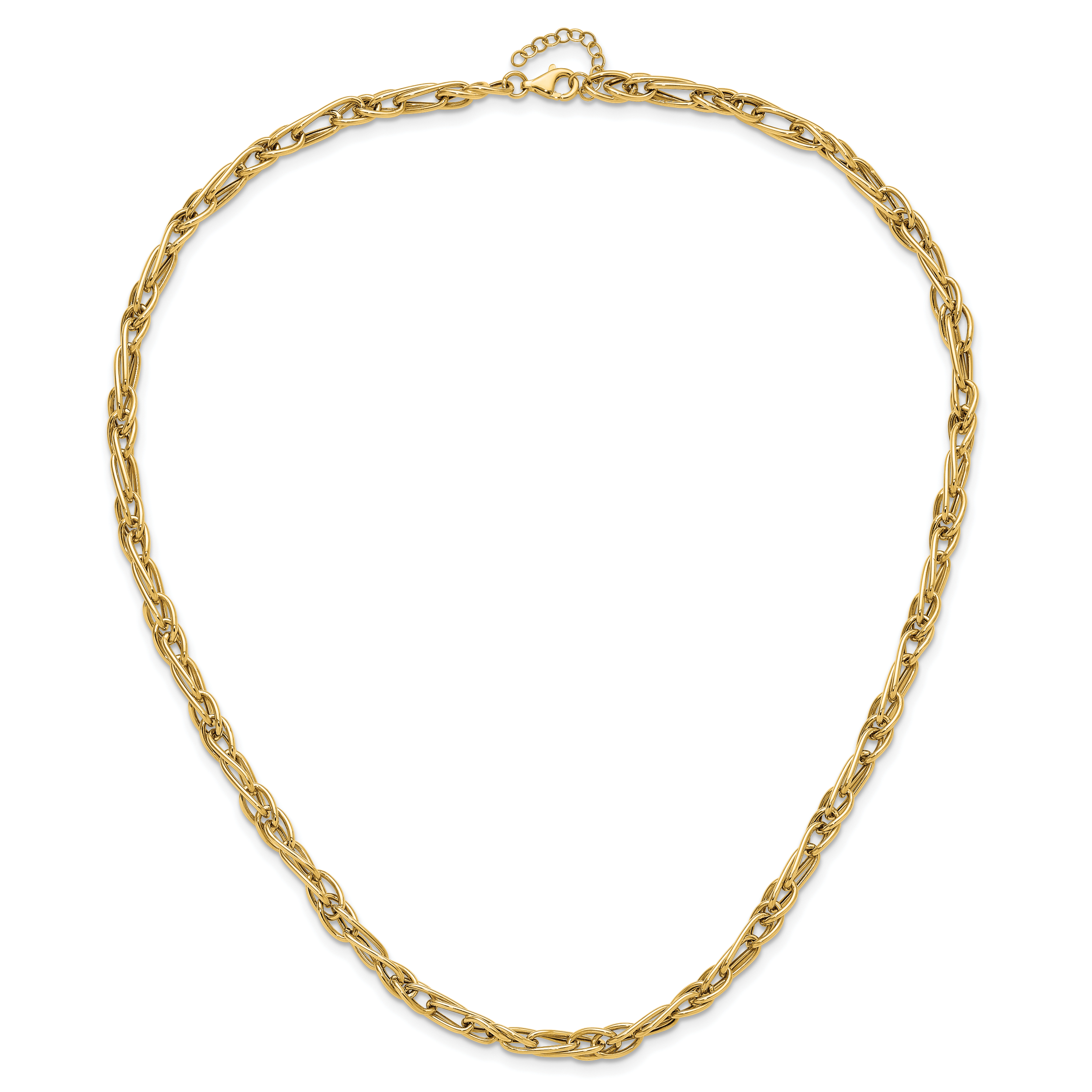 10K Polished Fancy Link w/1in ext. Necklace