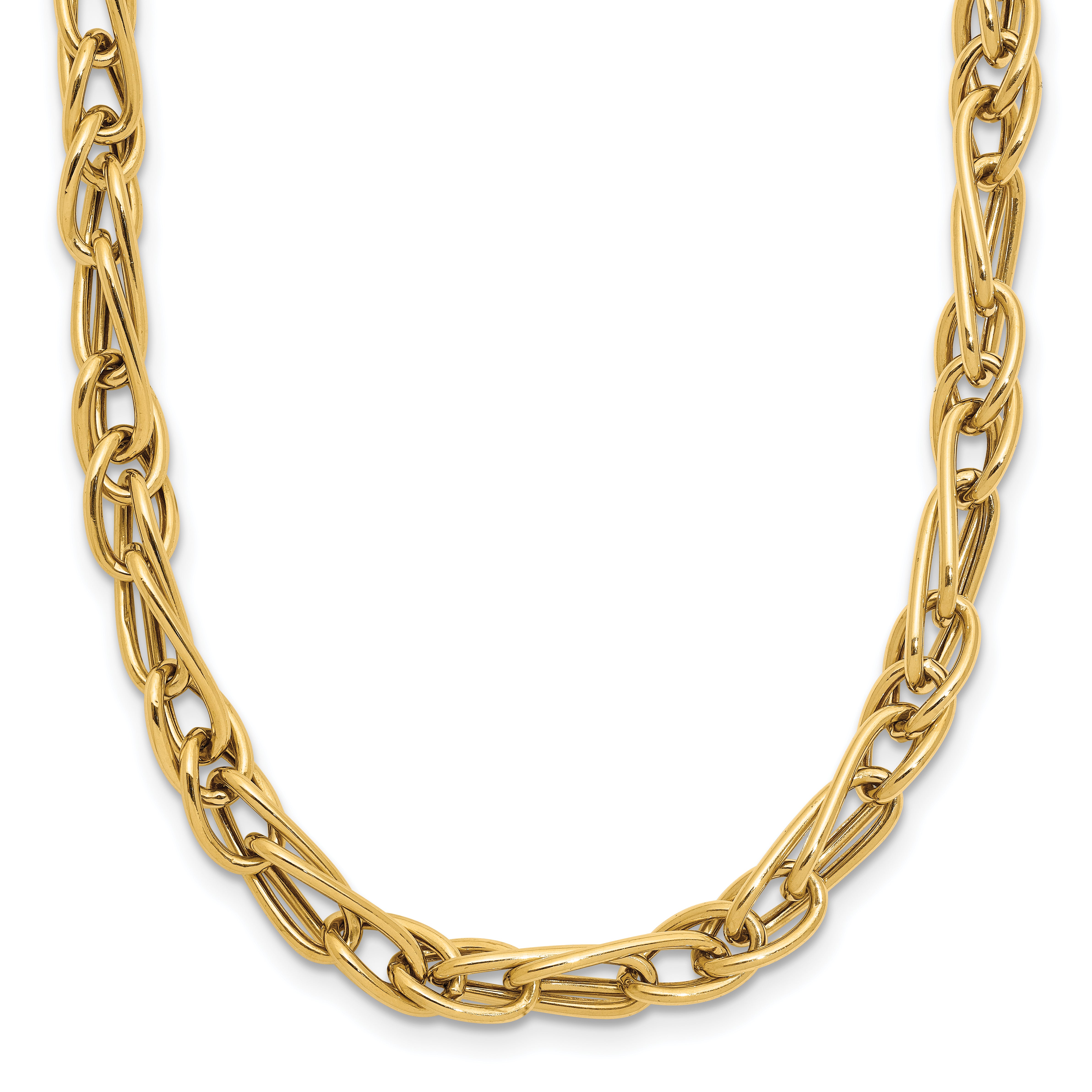 10K Polished Fancy Link w/1in ext. Necklace