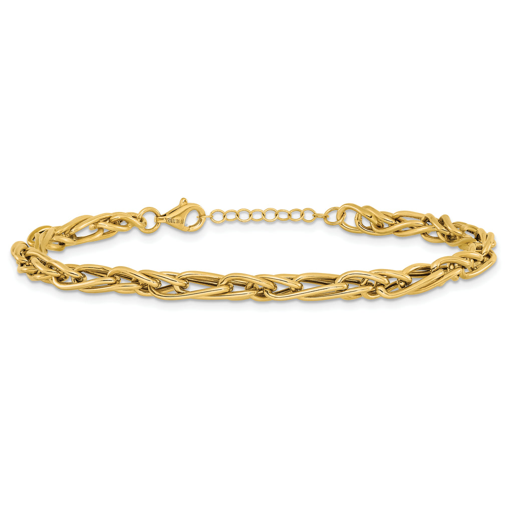 10K Polished Fancy Link w/1in ext. Bracelet