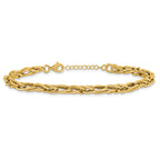 10K Polished Fancy Link w/1in ext. Bracelet
