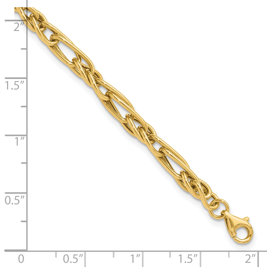 10K Polished Fancy Link w/1in ext. Bracelet