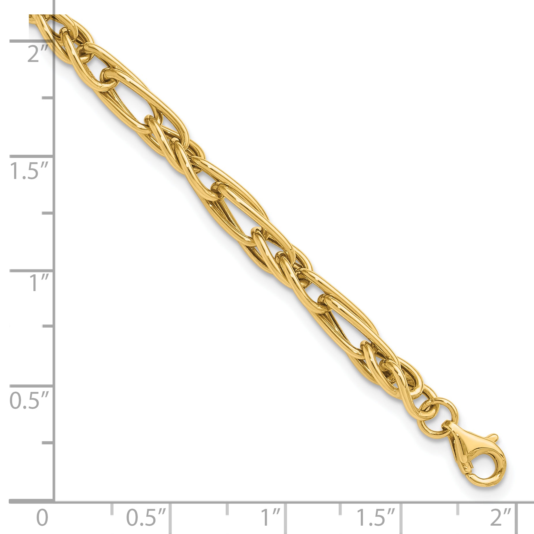 10K Polished Fancy Link w/1in ext. Bracelet
