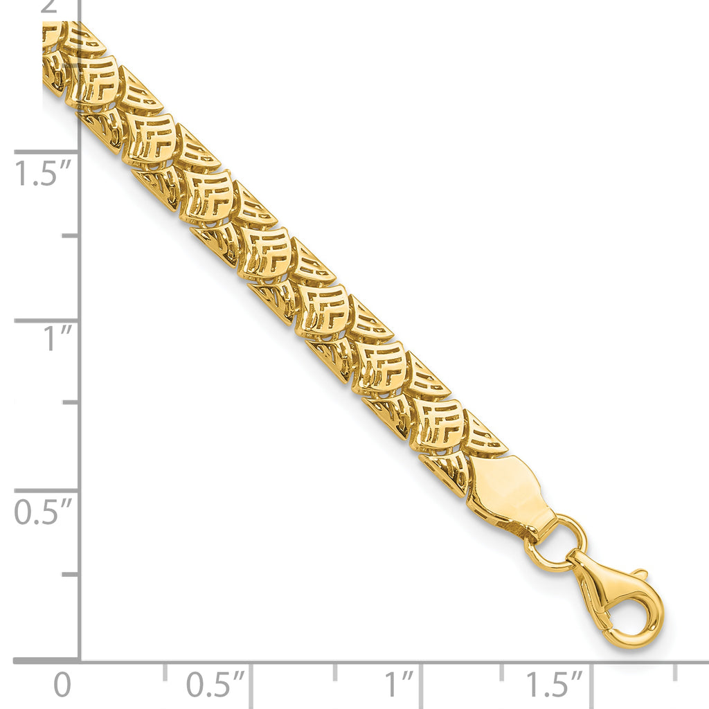 10K Polished Fancy Mermaid Pattern w/1in ext. Bracelet