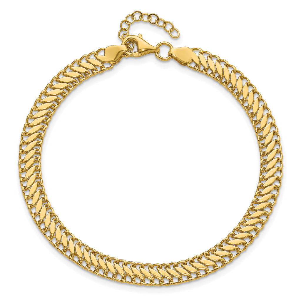10K Polished Fancy Link w/1in ext. Bracelet