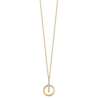 10K w/White Rhodium Polished Bar w/Circle Pendant Necklace