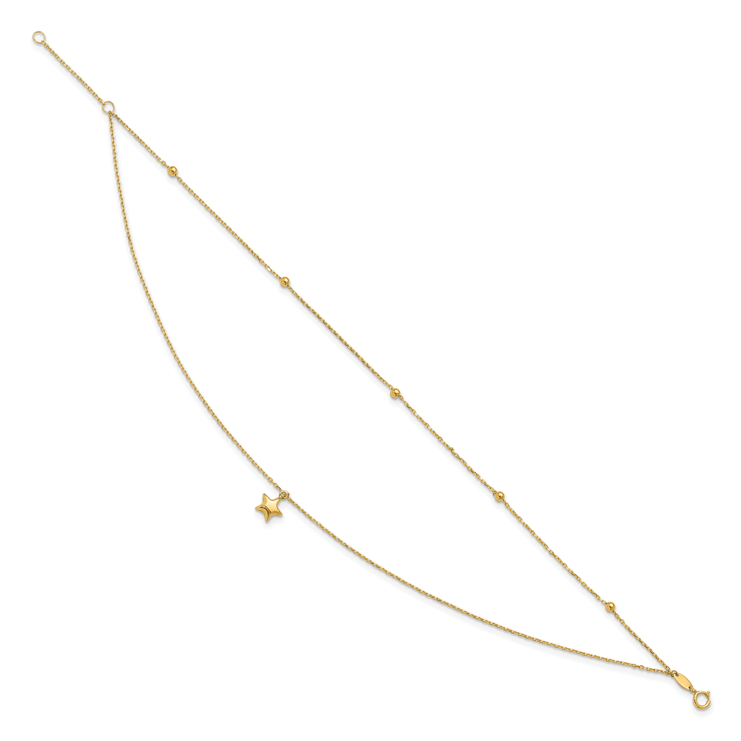 10K Polished 2-Strand Star 9in Plus 2in ext. Anklet Secondary image