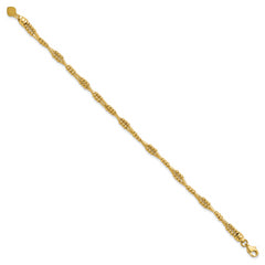 10K Polished Fancy Beaded Bracelet