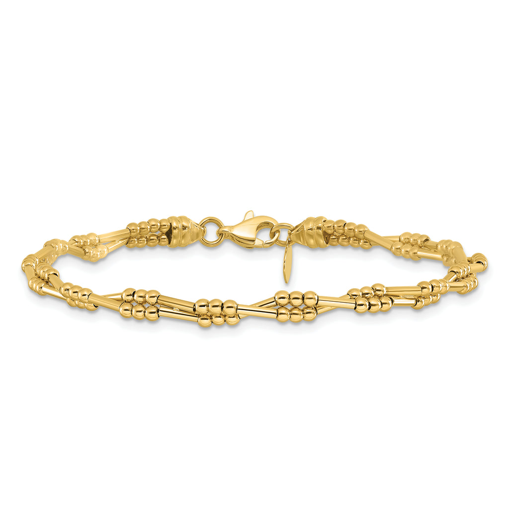 10K Polished Fancy Beaded Bracelet