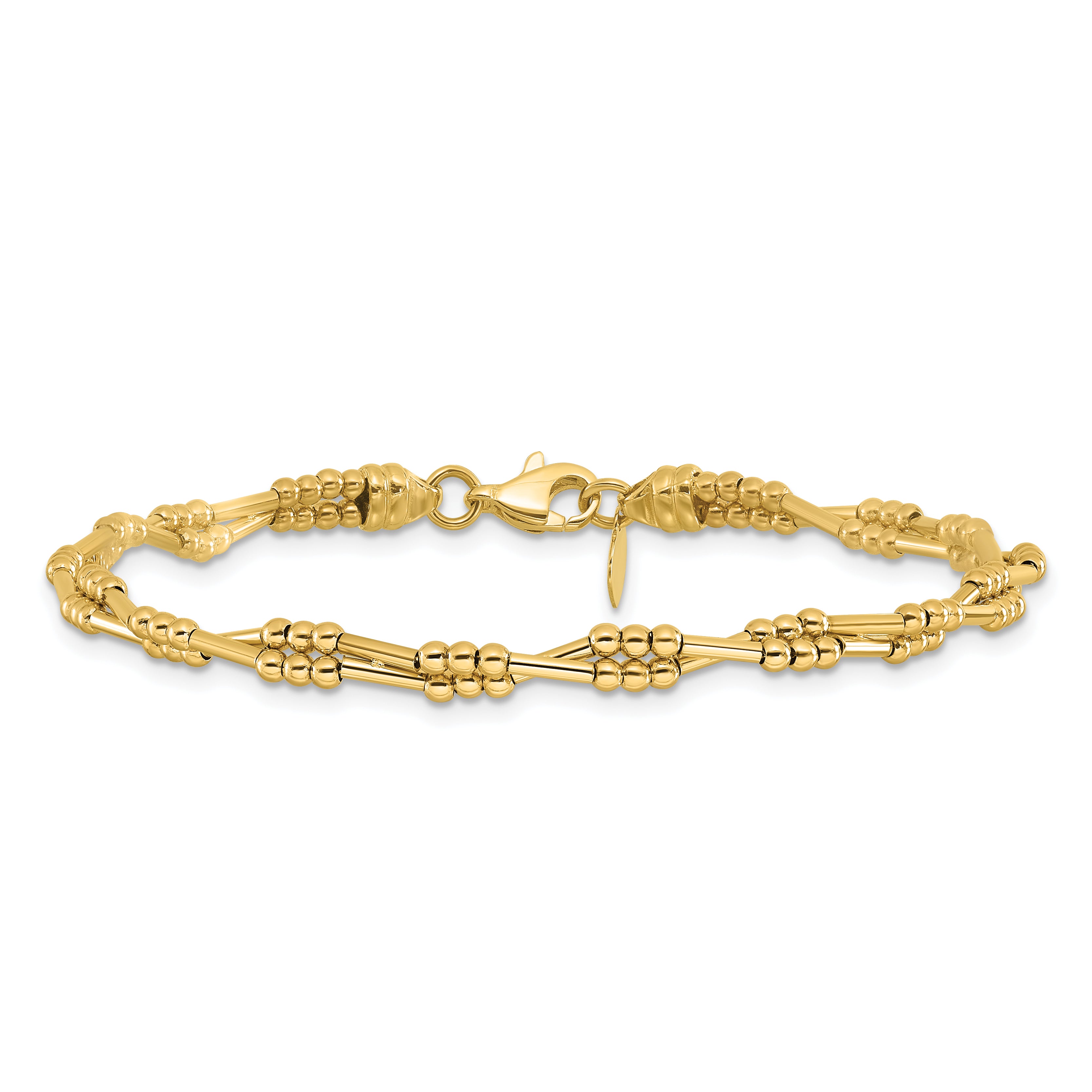 10K Polished Fancy Beaded Bracelet