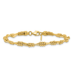 10K Polished Fancy Beaded Bracelet