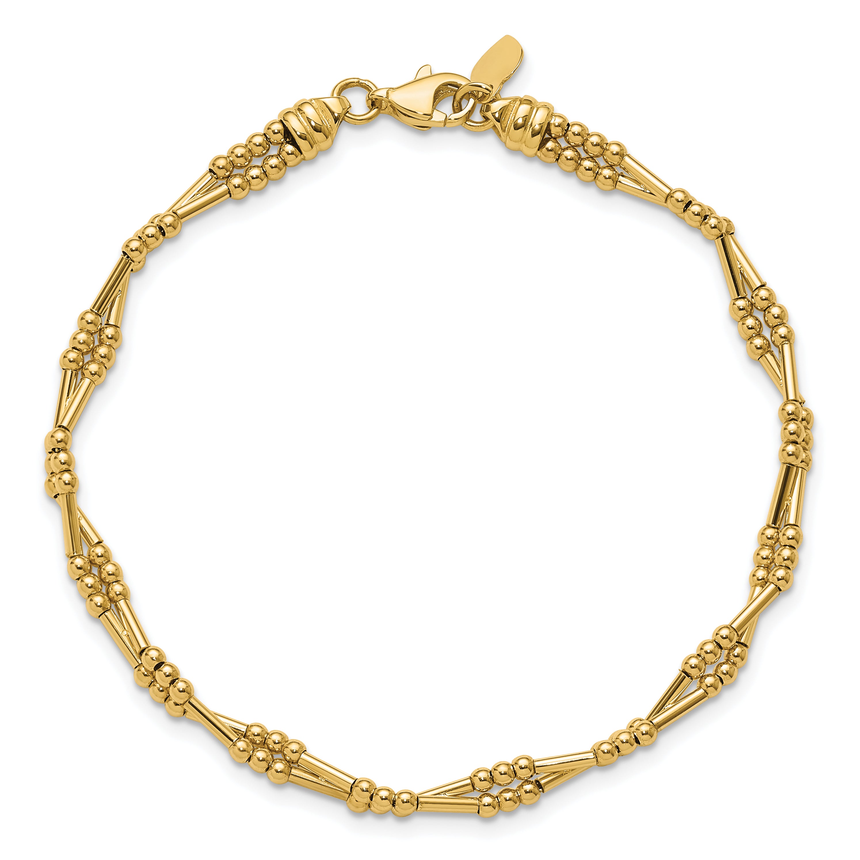 10K Polished Fancy Beaded Bracelet