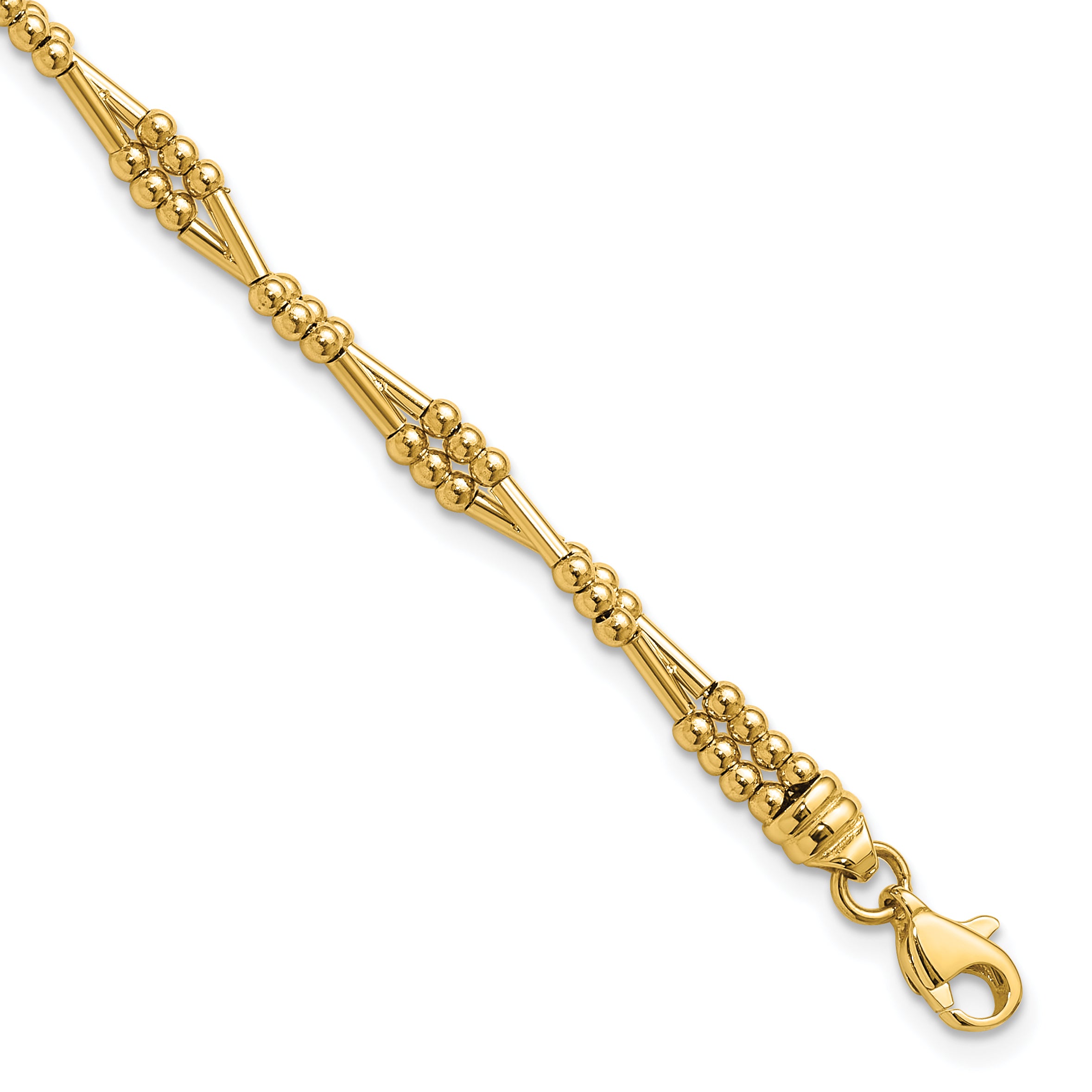 10K Polished Fancy Beaded Bracelet Main image
