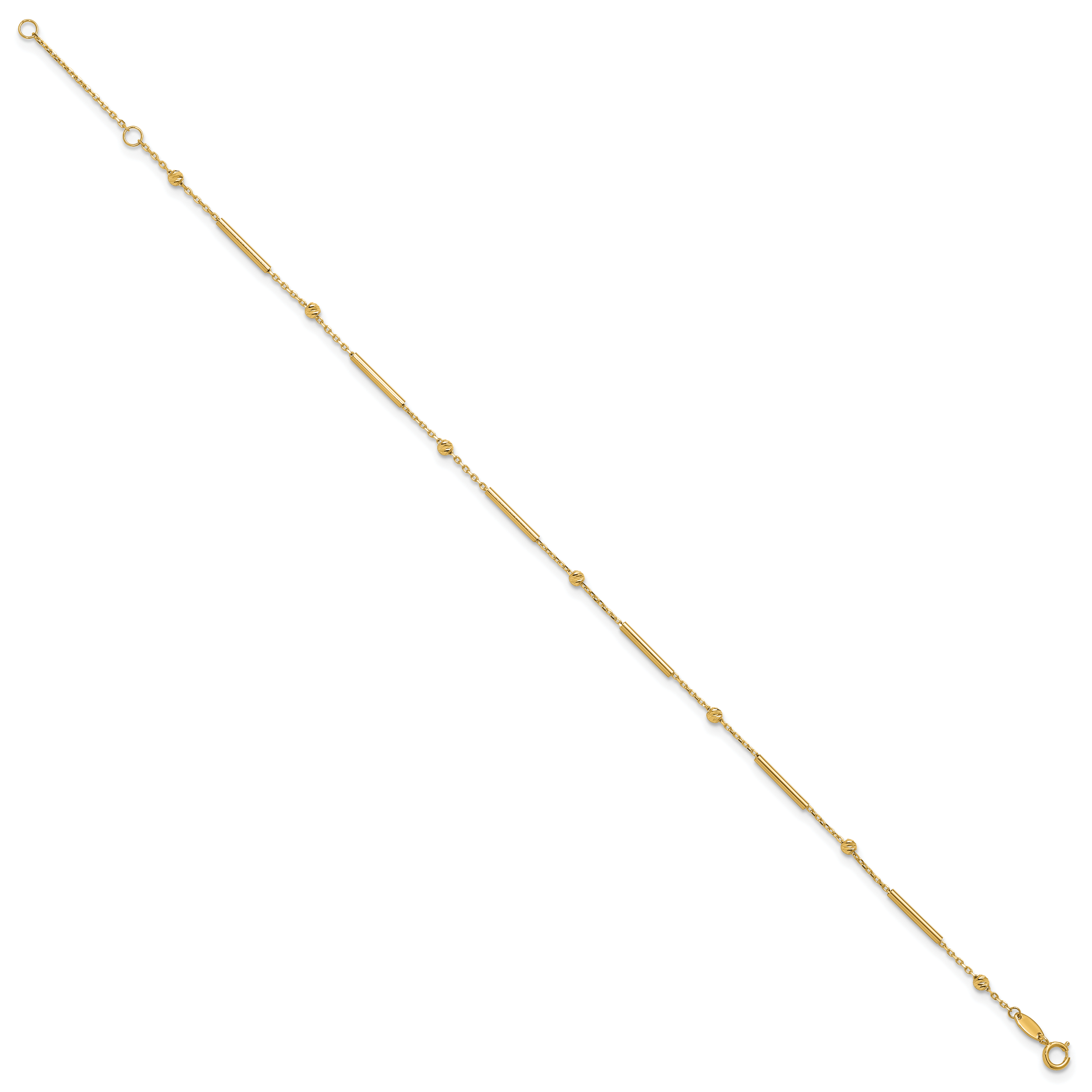 10K Polished and Diamond-cut bar 9in Plus 1in ext. Anklet Secondary image