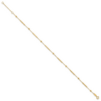 10K Polished and Diamond-cut bar 9in Plus 1in ext. Anklet