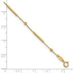 10K Polished and Diamond-cut bar 9in Plus 1in ext. Anklet