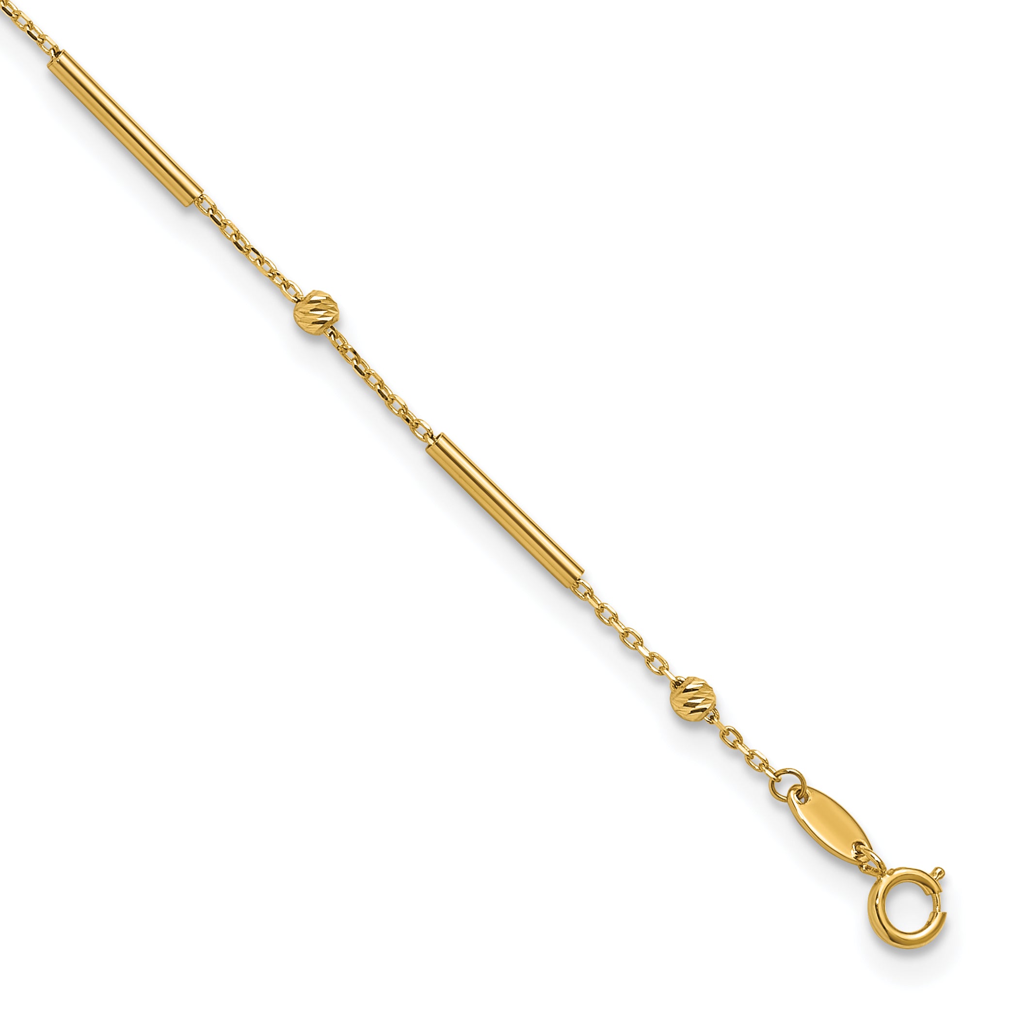 10K Polished and Diamond-cut bar 9in Plus 1in ext. Anklet Main image