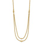 10K Polished and Diamond-cut beads 2-Strand Necklace