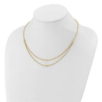 10K Polished and Diamond-cut beads 2-Strand Necklace