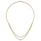 10K Polished and Diamond-cut beads 2-Strand Necklace