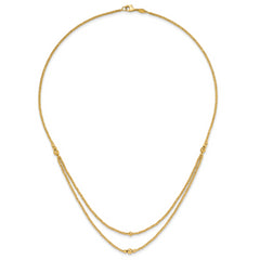 10K Polished and Diamond-cut beads 2-Strand Necklace