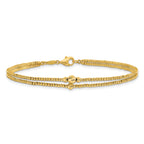 10K Polished and Diamond-cut beads 2-strand Bracelet