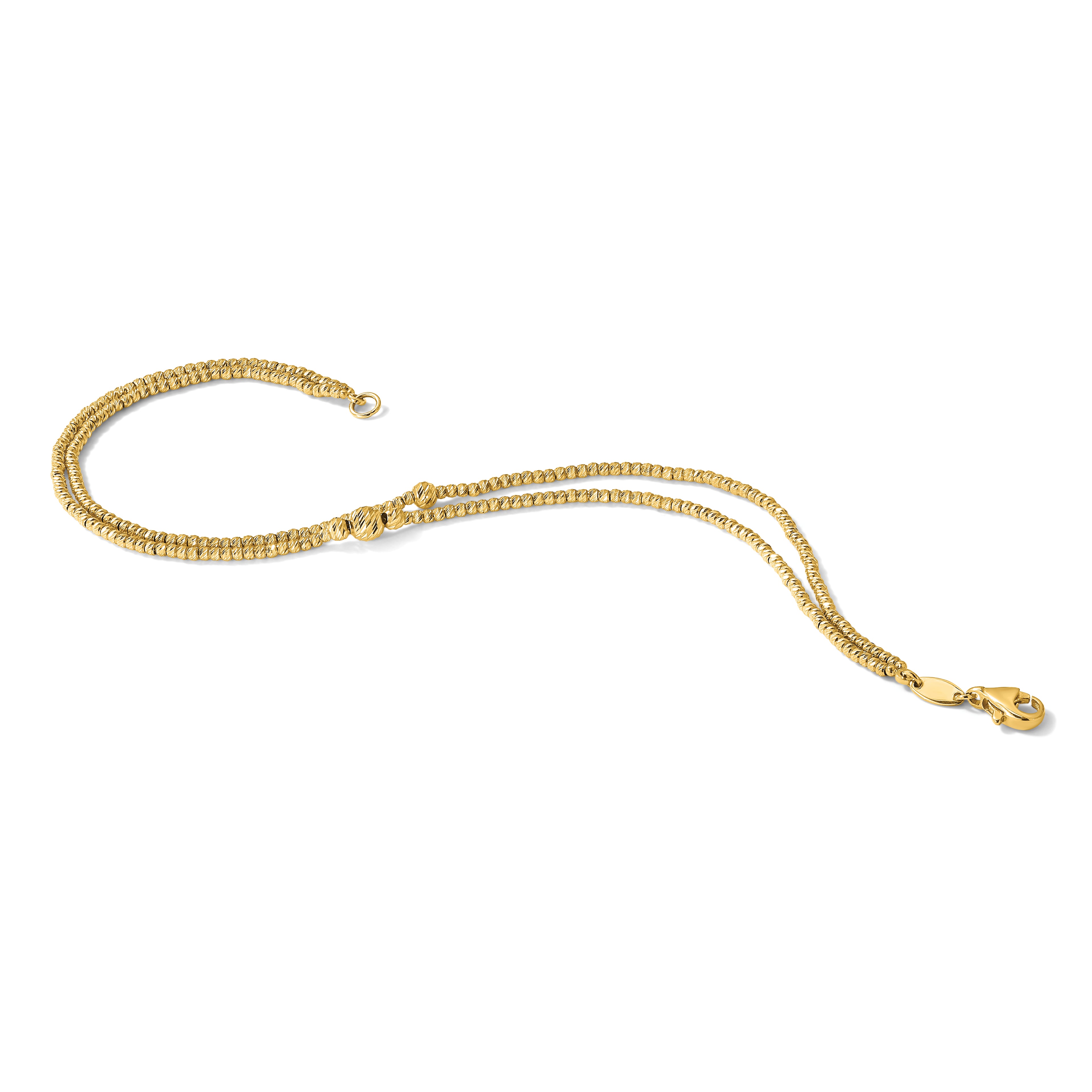 10K Polished and Diamond-cut beads 2-strand Bracelet