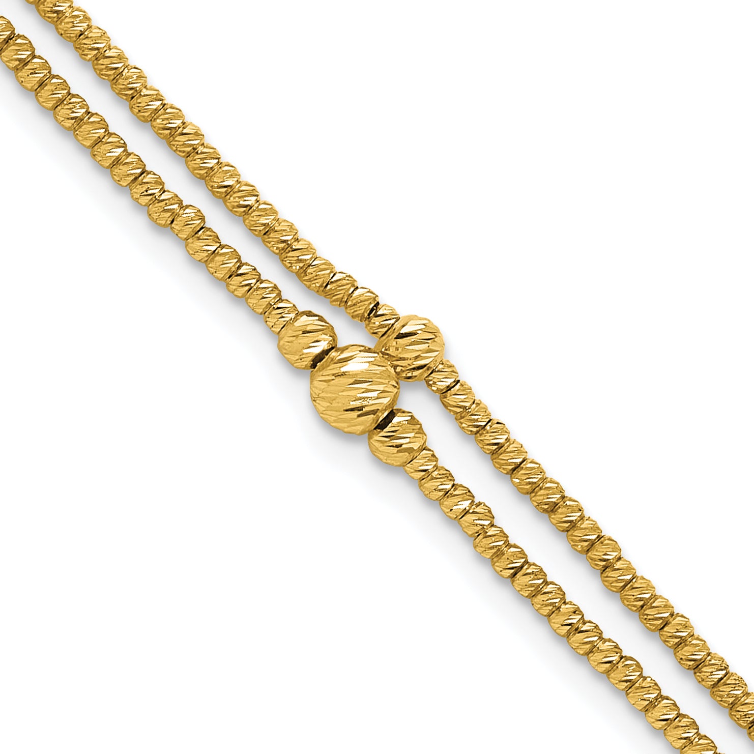 10K Polished and Diamond-cut beads 2-strand Bracelet Main image
