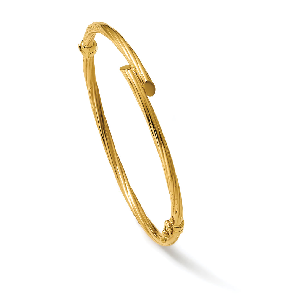10K Polished Bypass Hinged Bangle