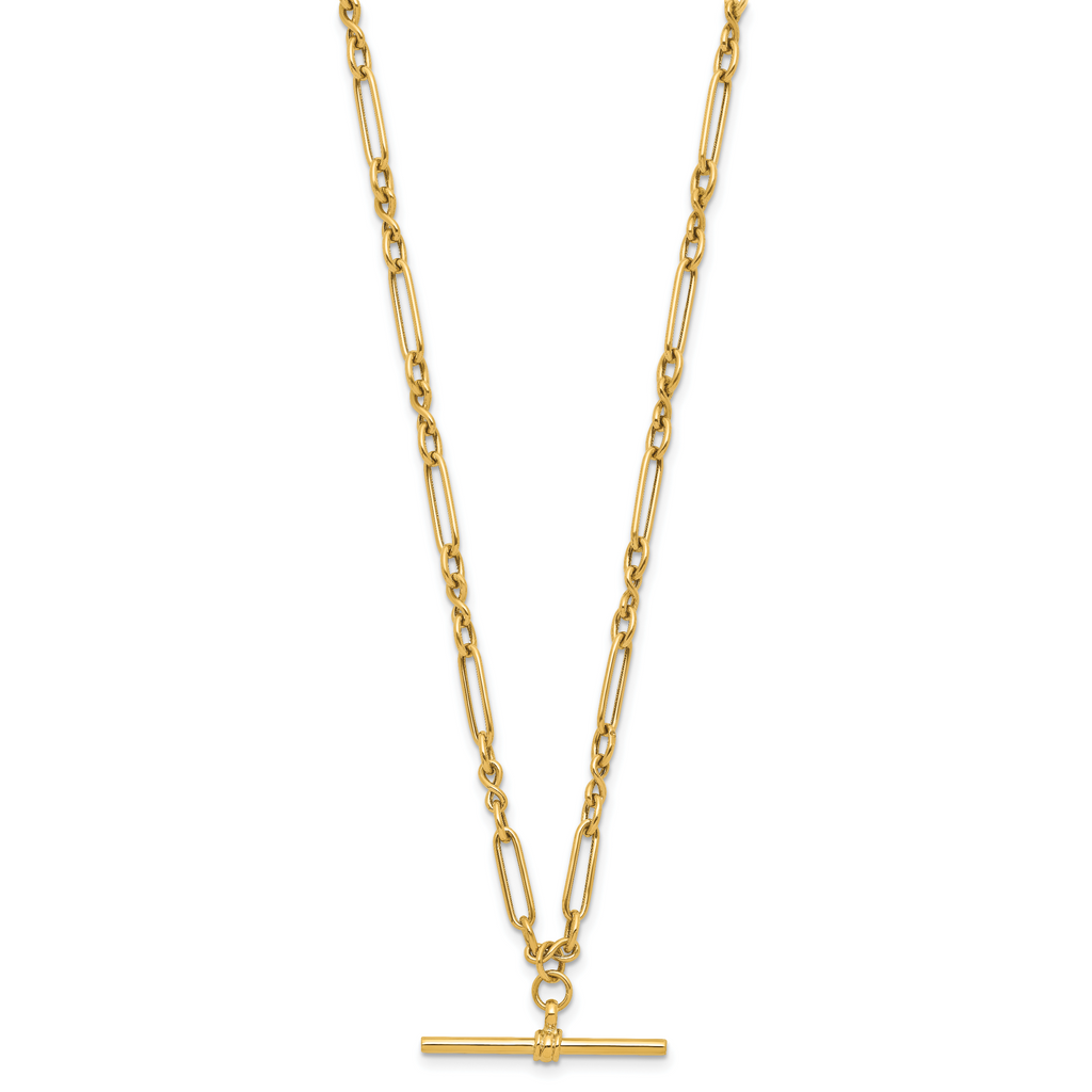 10K Polished Fancy Link Bar Necklace