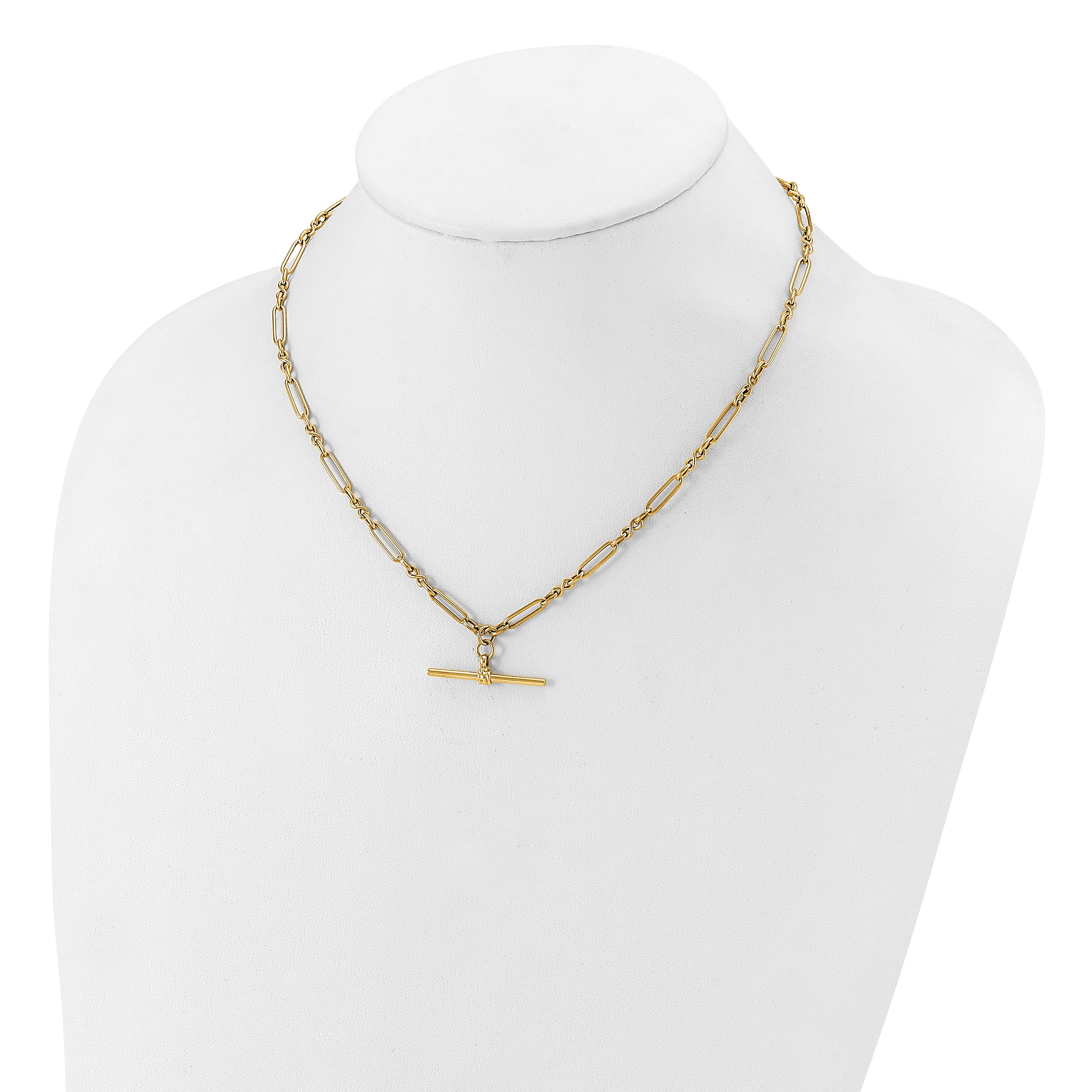 10K Polished Fancy Link Bar Necklace