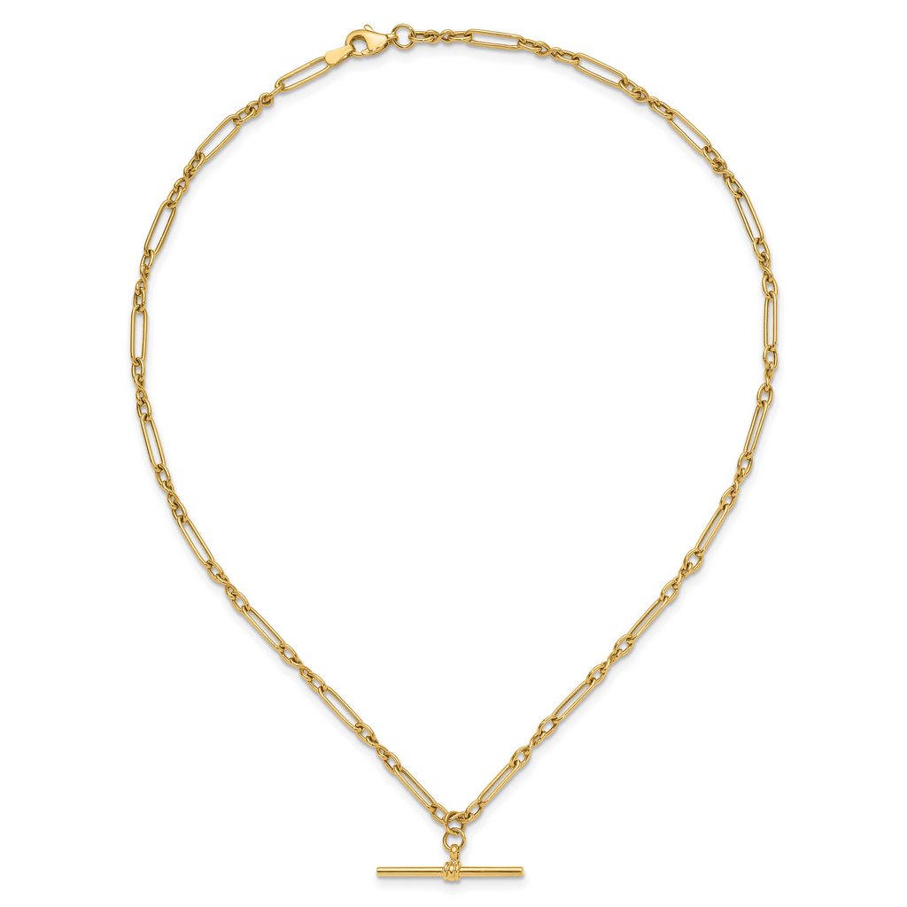 10K Polished Fancy Link Bar Necklace