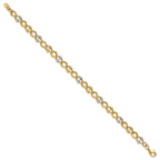 10K Two-tone Polished Fancy Link with Beads Bracelet