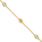 10K Polished and Textured Fancy 10in Plus 1in ext. Anklet