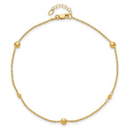10K Polished and Dia-cut Fancy 10in Plus 1in ext. Anklet
