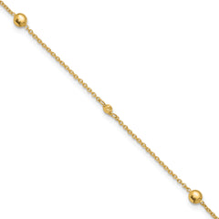 10K Polished and Dia-cut Fancy 10in Plus 1in ext. Anklet