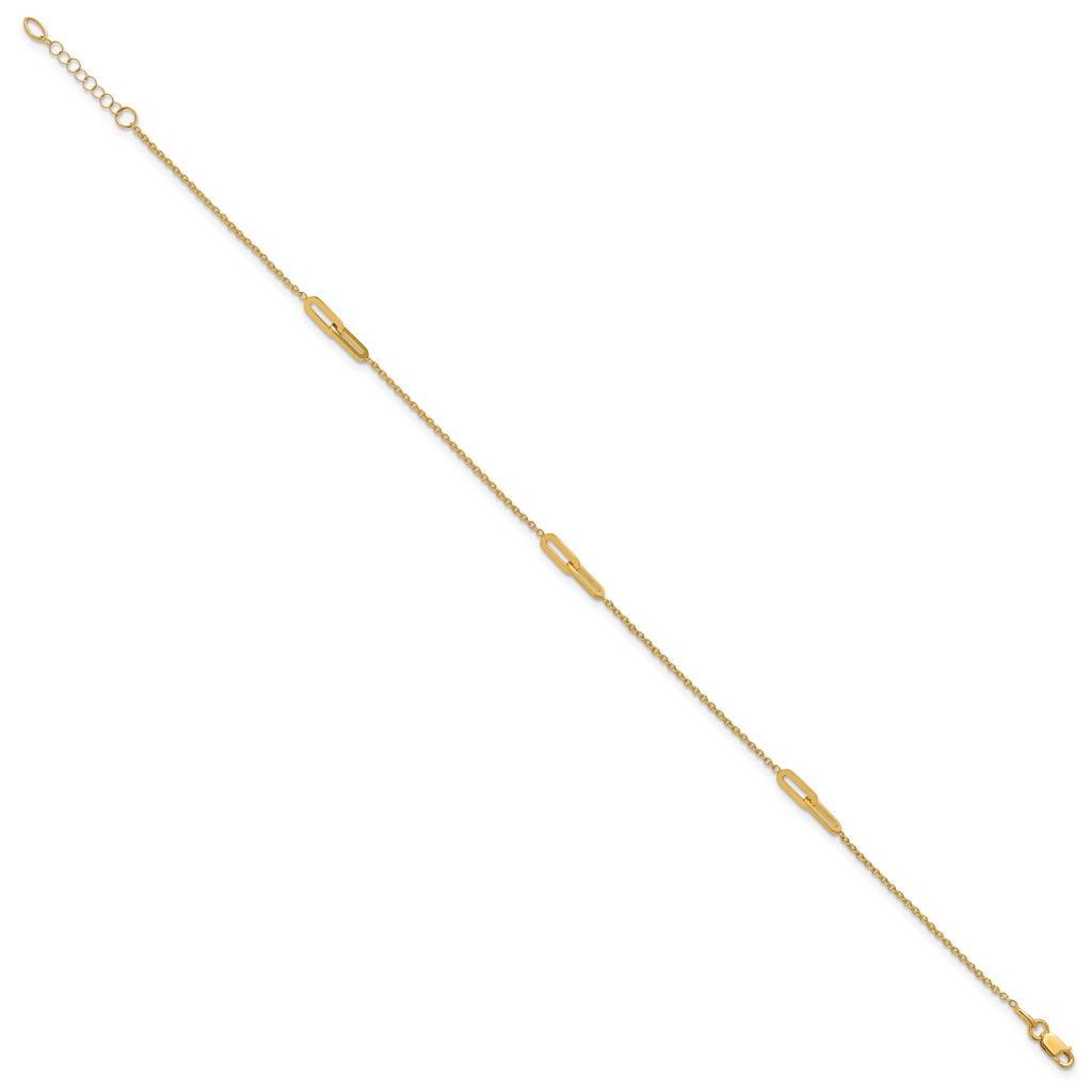 10K Polished Fancy 10in Plus 1in ext. Anklet