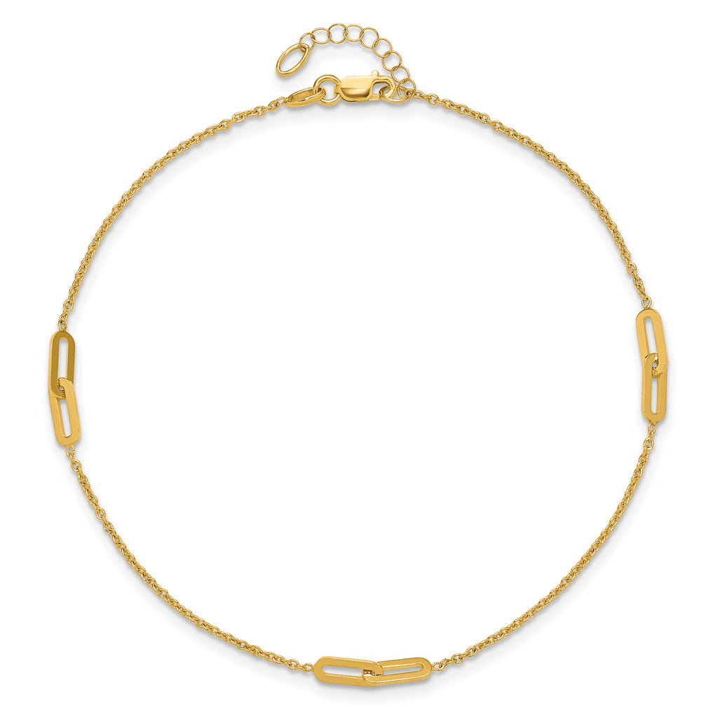 10K Polished Fancy 10in Plus 1in ext. Anklet