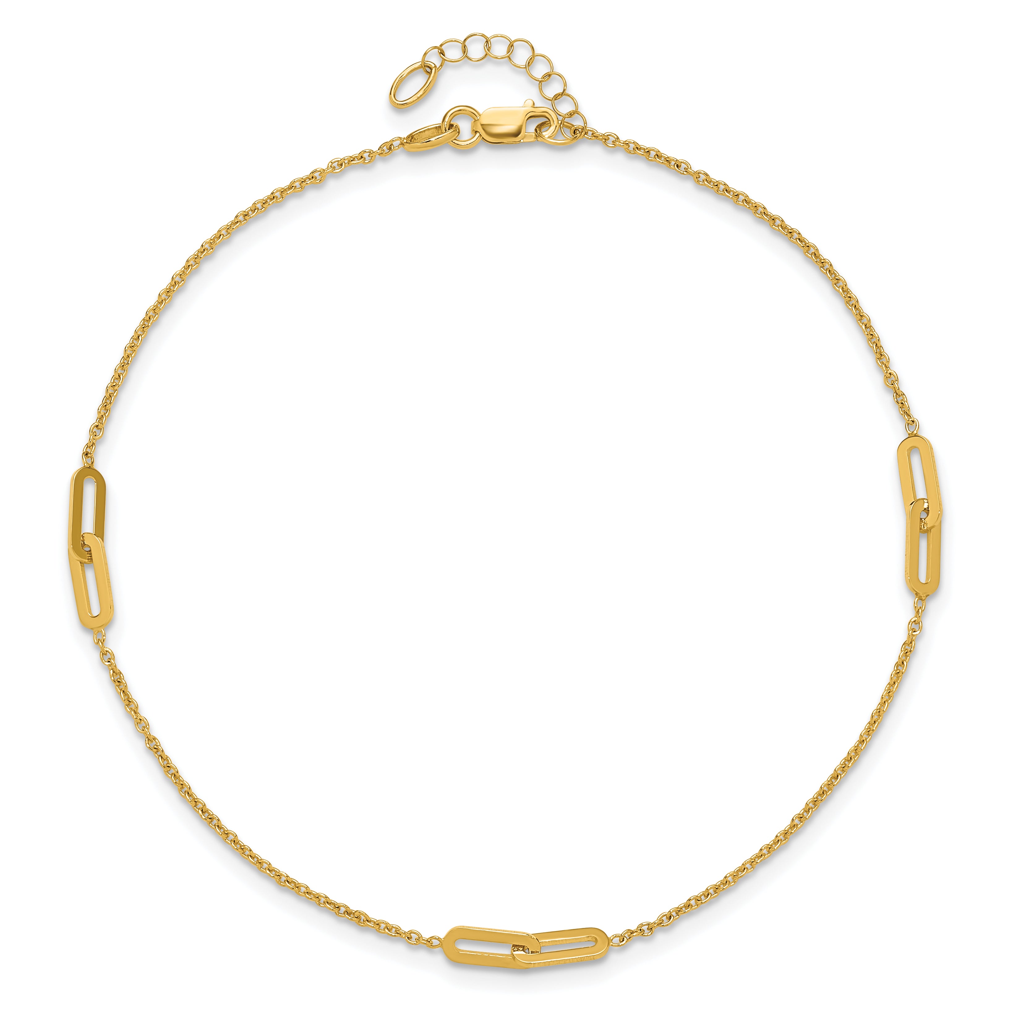 10K Polished Fancy 10in Plus 1in ext. Anklet