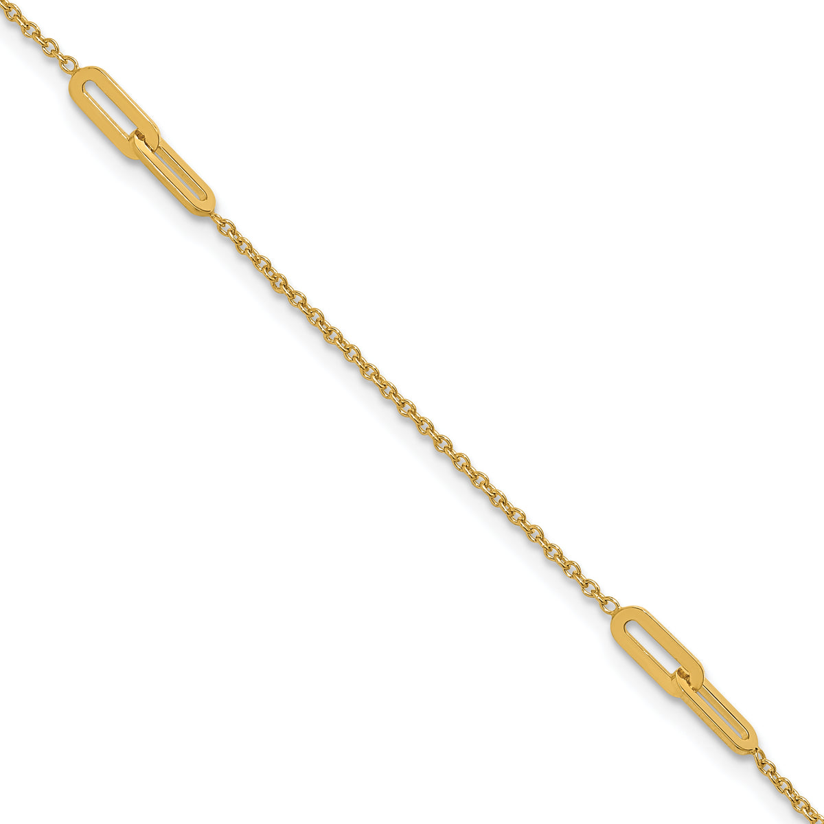 10K Polished Fancy 10in Plus 1in ext. Anklet