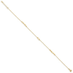 10K Polished and Dia-cut Infinity 10in Plus 1in ext. Anklet