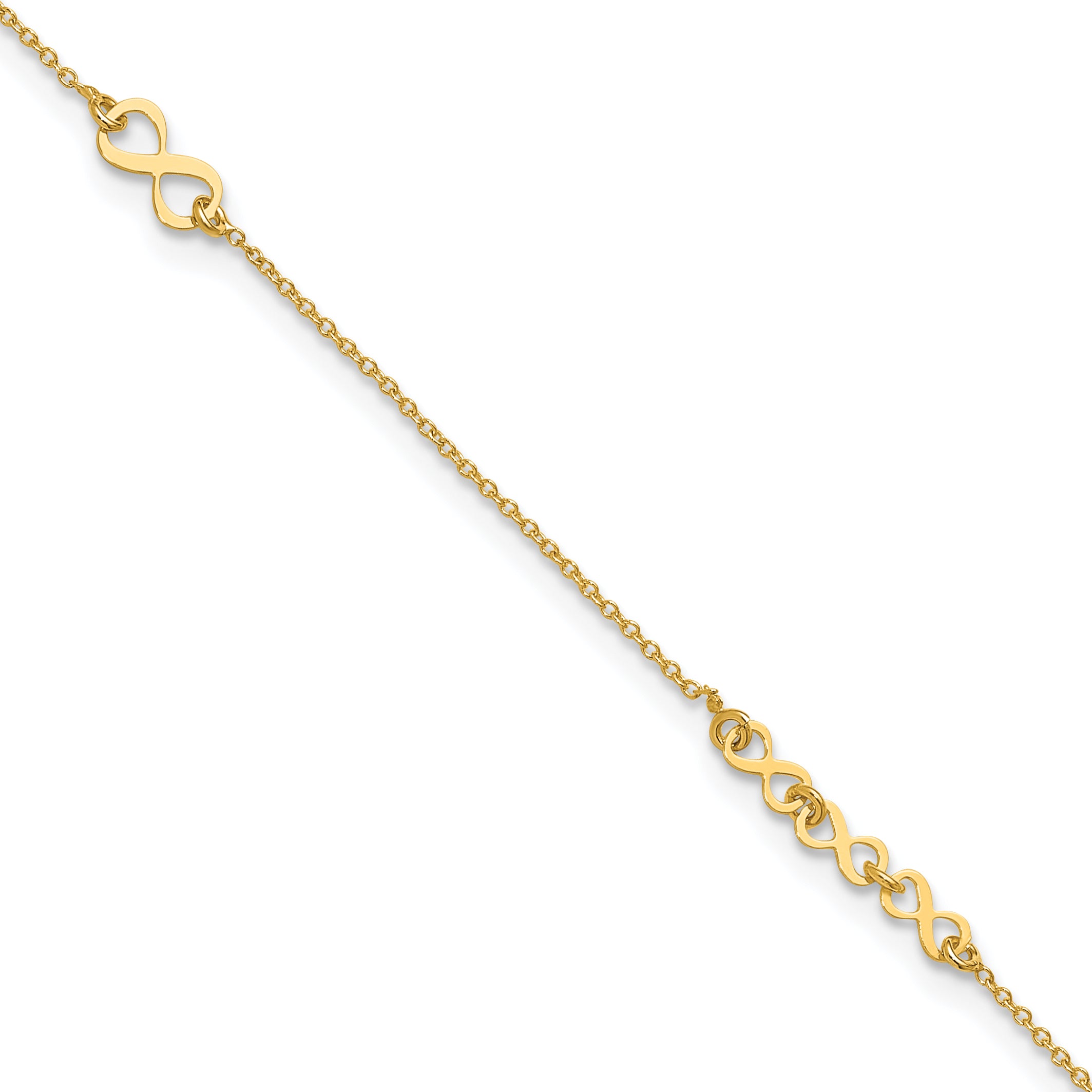 10K Polished and Dia-cut Infinity 10in Plus 1in ext. Anklet Main image