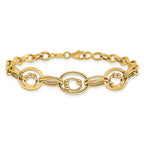 10K Polished and Textured Fancy Link Bracelet