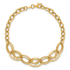 10K Polished and Textured Fancy Link Bracelet