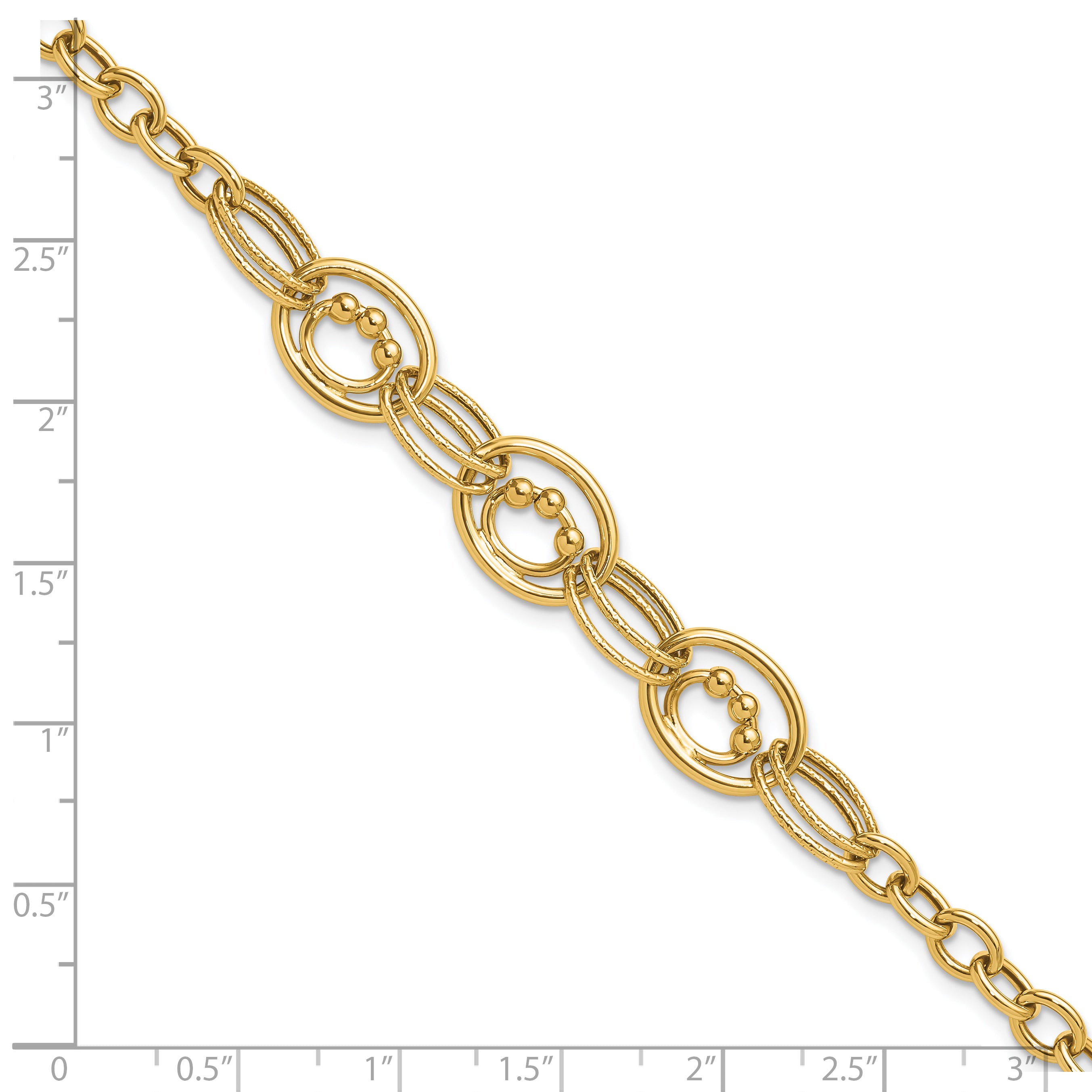 10K Polished and Textured Fancy Link Bracelet