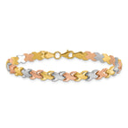 10K Two-tone w/Wht Rhodium Polished/Satin Fancy Link Bracelet