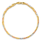 10K Two-tone w/Wht Rhodium Polished/Satin Fancy Link Bracelet