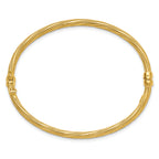 10K Polished and Textured Twisted Hinged Bangle